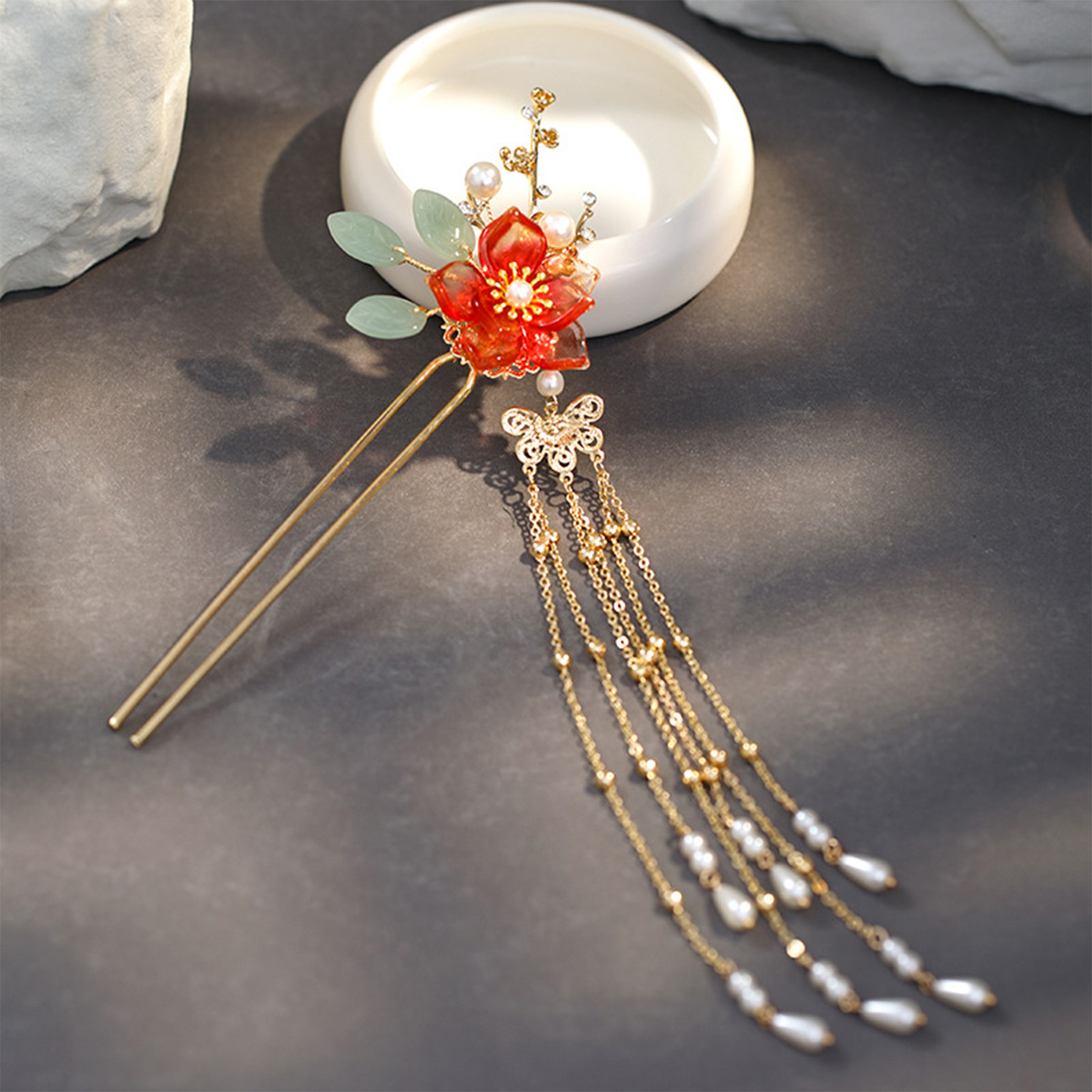 Women'S Red Accessories - Fermacapelli da Donna in Stile Tradizionale
