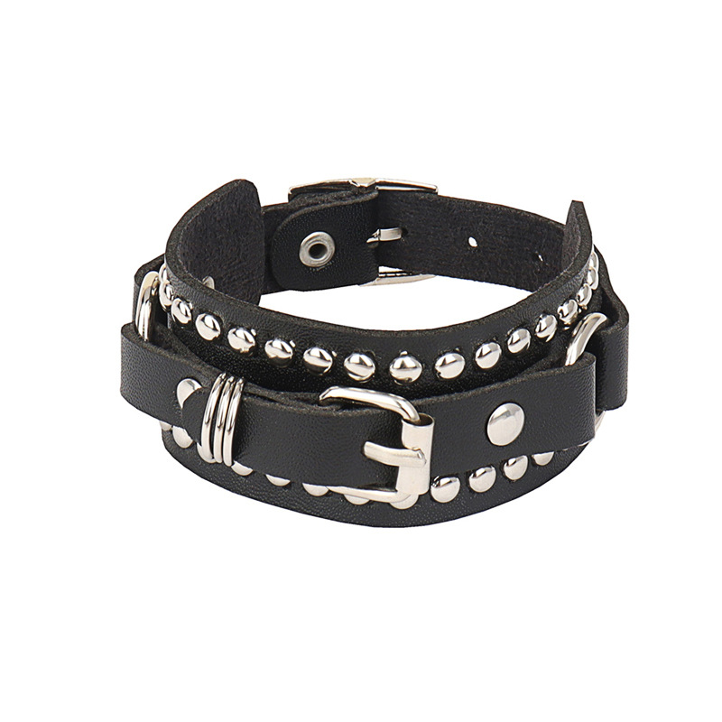 Goth Bracciale in pelle nera B - Women'S Emo Accessories recensione e prezzo